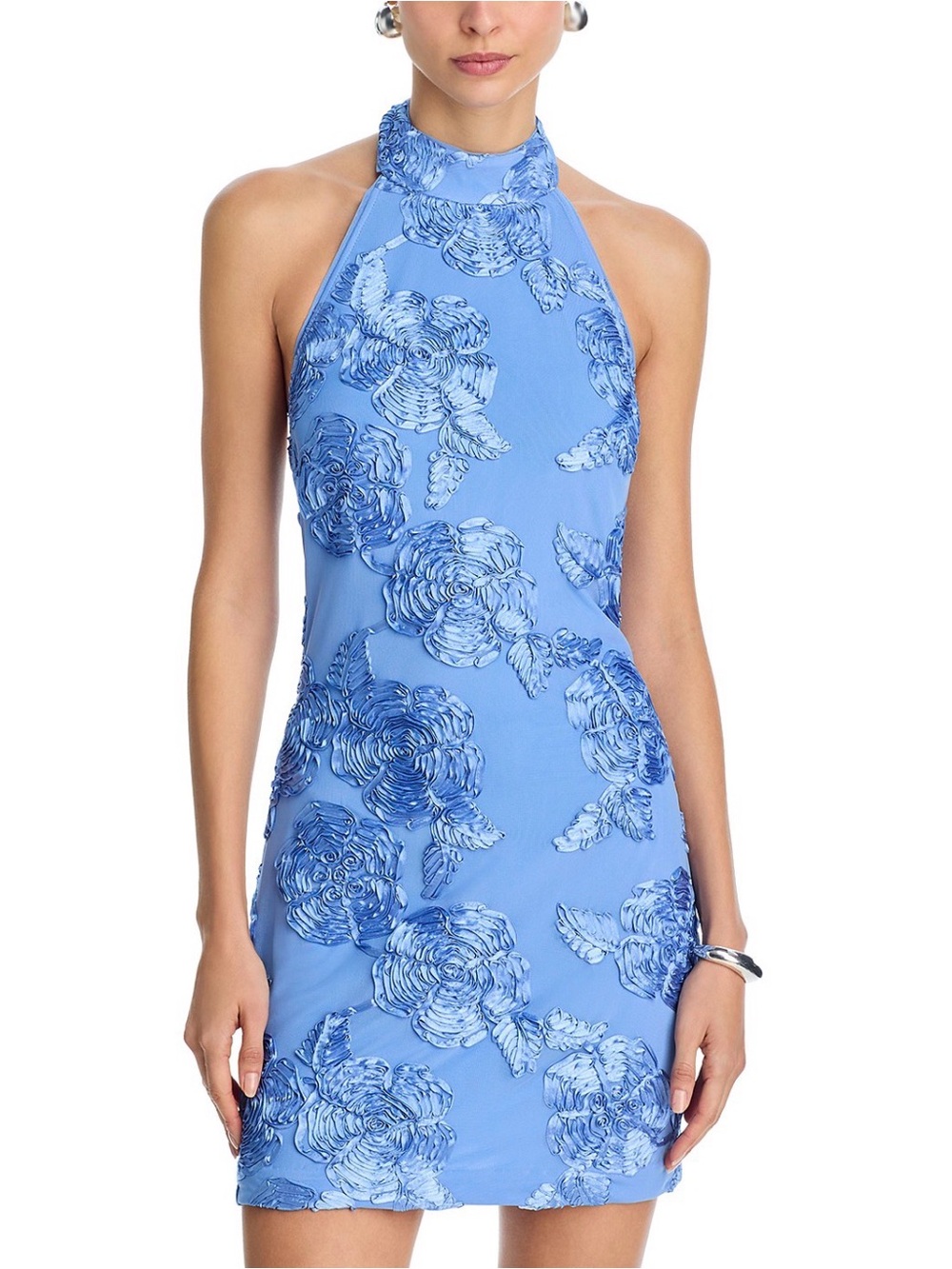 ROTATE Birger Christensen Beaded Halter Neck Mini Dress Blue EU 34 US 4 NWT